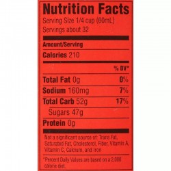 Sirope Original Mrs. Butterworth's 1,89L Información Nutricional