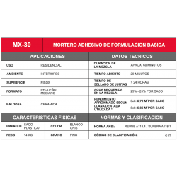 Pego MX-30 Maplex. Ficha Técnica