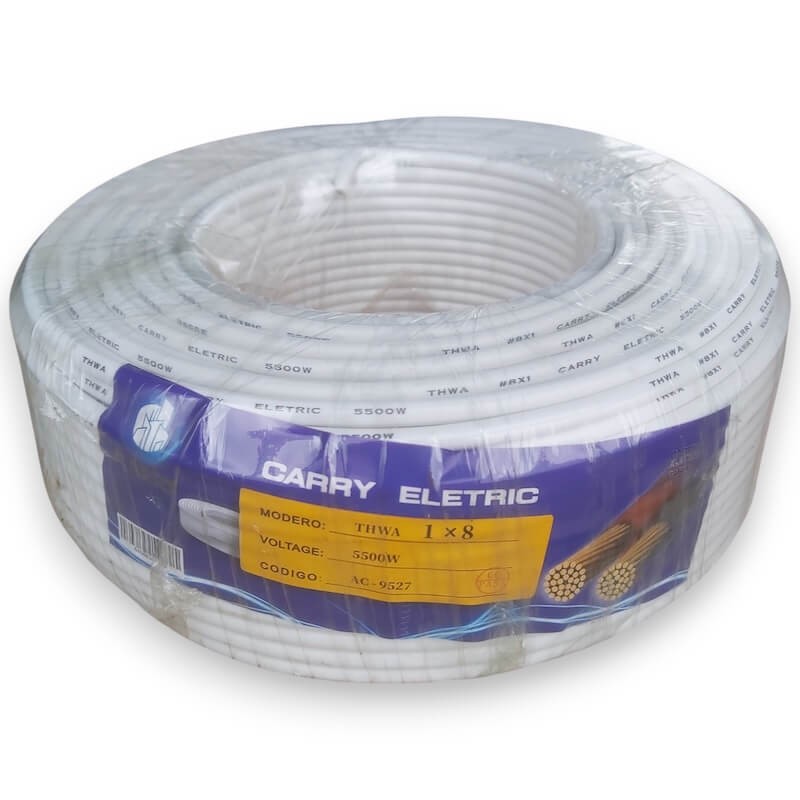 Rollo de Cable Corriente #10 THW Carry Electric Blanco