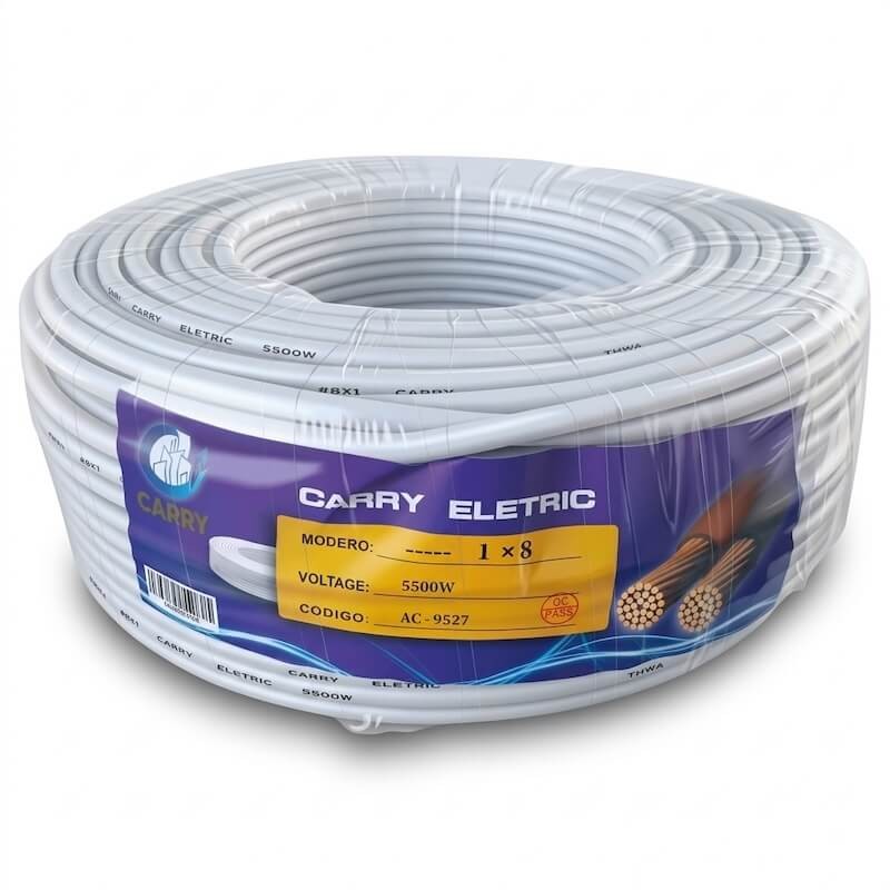 Rollo de Cable Corriente #8 THW Carry Electric Blanco