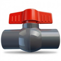 Llave de paso 1/2" soldada PVC gris/rojo