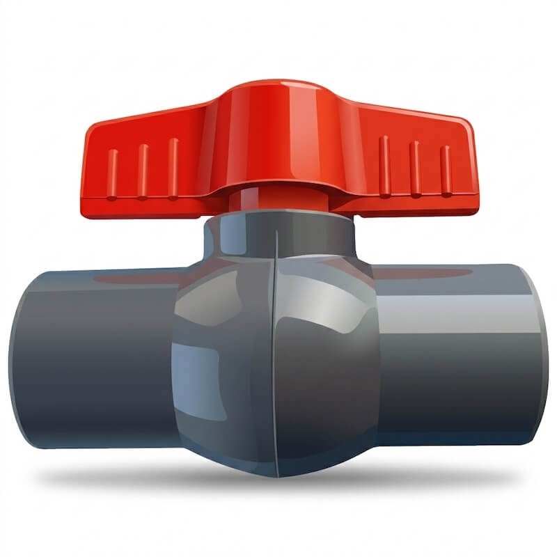 Llave de paso 1/2" soldada PVC gris/rojo